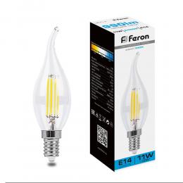Лампа светодиодная филаментная Feron E14 11W 6400K прозрачная LB-714 38237  купить