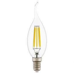 Лампа светодиодная филаментная Lightstar LED Filament Е14 6W 4000K свеча на ветру прозрачная 933604  купить