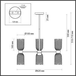 Lumion 6511/6C MODERNI LN23 115 латунь Люстра потолочная E14 6*40W 220V MONROE  - 2 купить