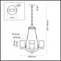 Lumion 6524/4 COUNTY LN23 219 античная латунь Люстра E27 4*60W 220V RIVERLY  - 2 купить