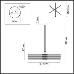 Lumion 6547/56L LEDIO LN23 025 чёрный, золотой Потолочный светильник LED 56W 4000K 2160Лм 220V PARKER  - 2 купить