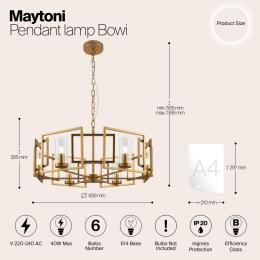 Подвесная люстра Maytoni Bowi H009PL-06G  - 2 купить