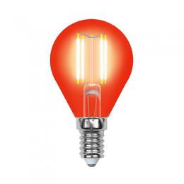 Изображение продукта Лампа светодиодная филаментная (UL-00002985) Uniel E14 5W красный LED-G45-5W/RED/E14 GLA02RD 