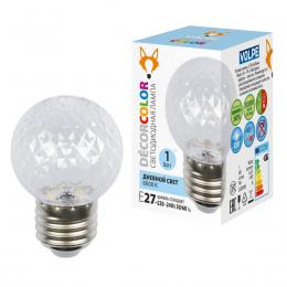 Лампа светодиодная E27 1W 6000K прозрачная LED-D45-1W/6000K/E27/CL/С PINEAPPLE UL-00010065  - 1 купить