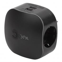 Сетевой разветвитель ЭРА 2xUSB SP-3e-USB-Black Б0046364  купить