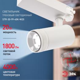 Трековый светодиодный светильник ЭРА STR-30-99-40K-W20 Б0049784  - 6 купить